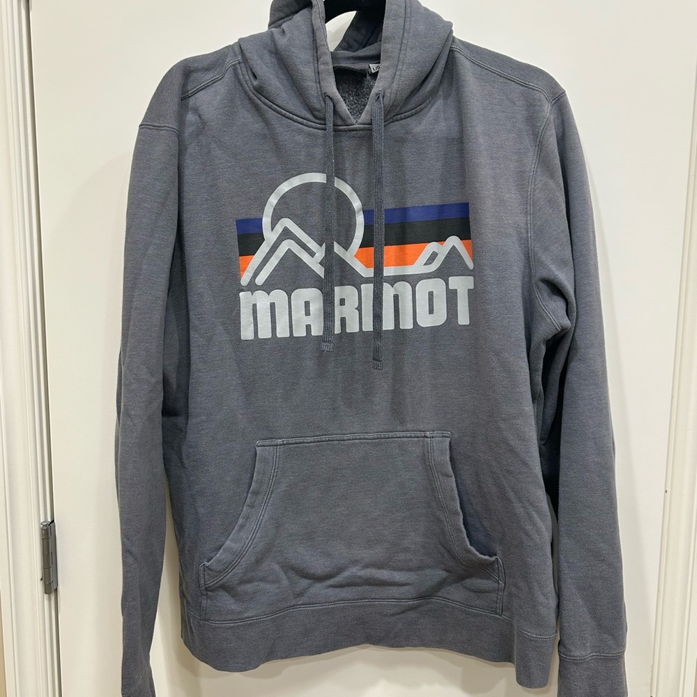 Marmot Gray Hoodie with Colorful Stripes
